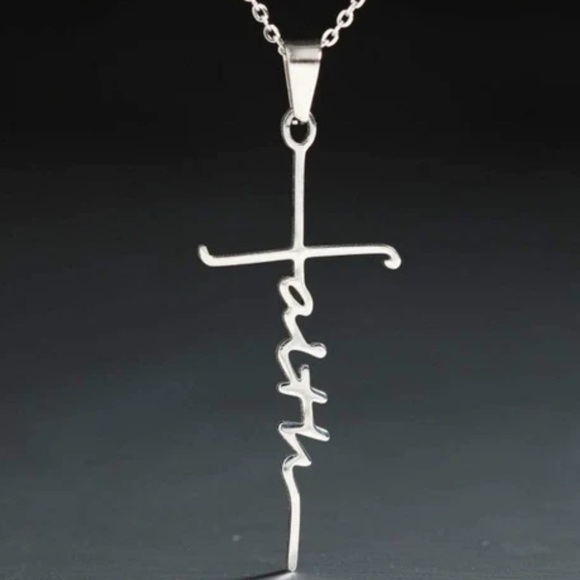 Stainless Steel “ Faith “ Charm and Necklace - Picture 2 of 2